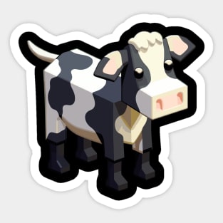 Udderly Chubby Chibi Isometric Cow Sticker